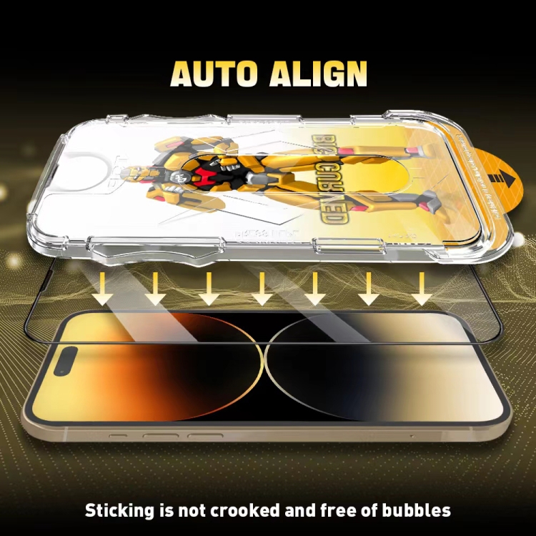 For iPhone 15 Plus Easy Install Dust-proof Armor Tempered Glass Film