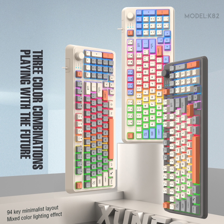 XUNFOX K82 Threecolors 94Keys Blacklit USB Wired Gaming Keyboard