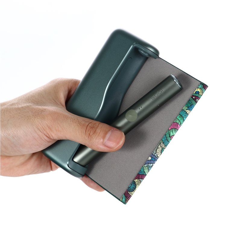 For IQOS ILUMA Prime PU Leather Electronic Cigarette Protective Case(Waist  Flower Green)