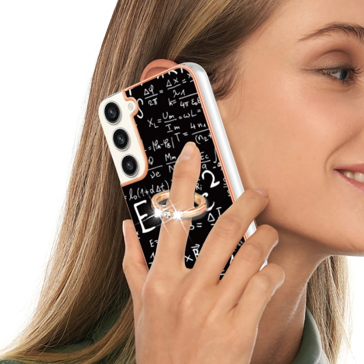 For Samsung Galaxy S23+ 5G Electroplating Dual-side IMD Phone Case with Ring Holder(Equation)