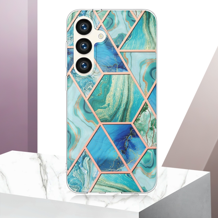 For Samsung Galaxy S24 5G Electroplating Splicing Marble TPU Phone Case(Green) For Samsung Galaxy S24 5G Electroplating Splicing Marble TPU Phone Case(Green)