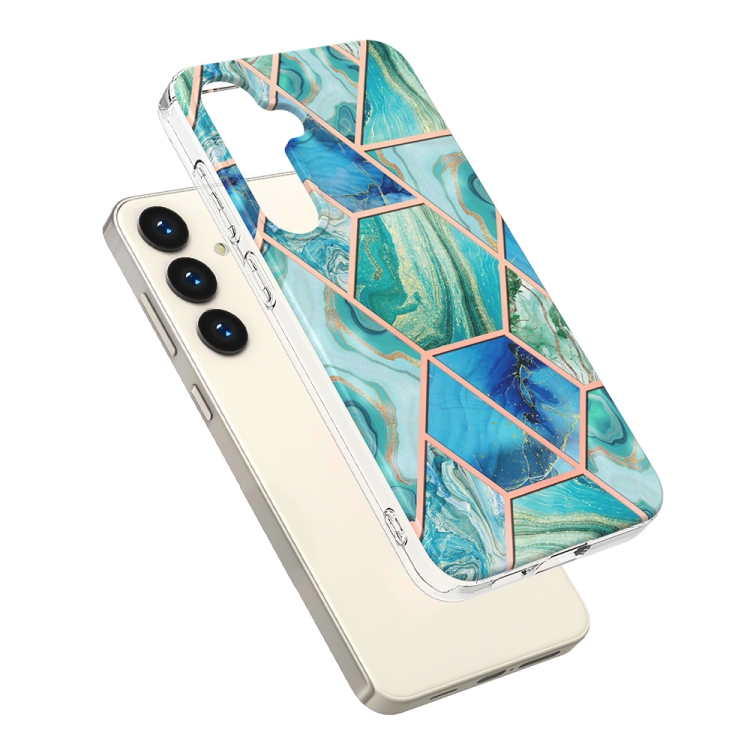For Samsung Galaxy S24 5G Electroplating Splicing Marble TPU Phone Case(Green) For Samsung Galaxy S24 5G Electroplating Splicing Marble TPU Phone Case(Green)