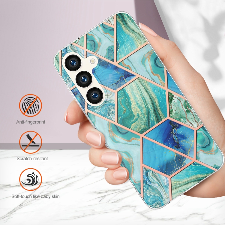 For Samsung Galaxy S24 5G Electroplating Splicing Marble TPU Phone Case(Green) For Samsung Galaxy S24 5G Electroplating Splicing Marble TPU Phone Case(Green)