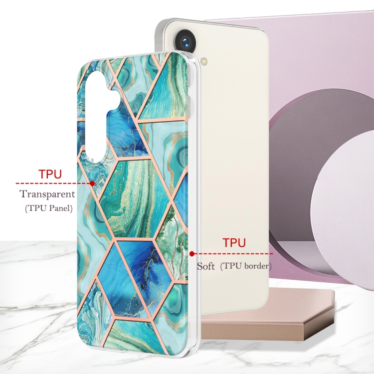 For Samsung Galaxy S24 5G Electroplating Splicing Marble TPU Phone Case(Green) For Samsung Galaxy S24 5G Electroplating Splicing Marble TPU Phone Case(Green)