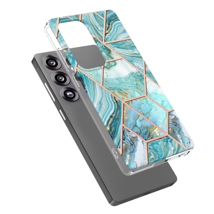For Samsung Galaxy S25 Ultra 5G Electroplating Splicing Marble TPU Phone Case(Blue) For Samsung Galaxy S25 Ultra 5G Electroplating Splicing Marble TPU Phone Case(Blue)