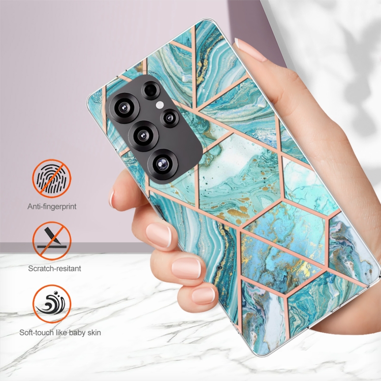 For Samsung Galaxy S25 Ultra 5G Electroplating Splicing Marble TPU Phone Case(Blue) For Samsung Galaxy S25 Ultra 5G Electroplating Splicing Marble TPU Phone Case(Blue)