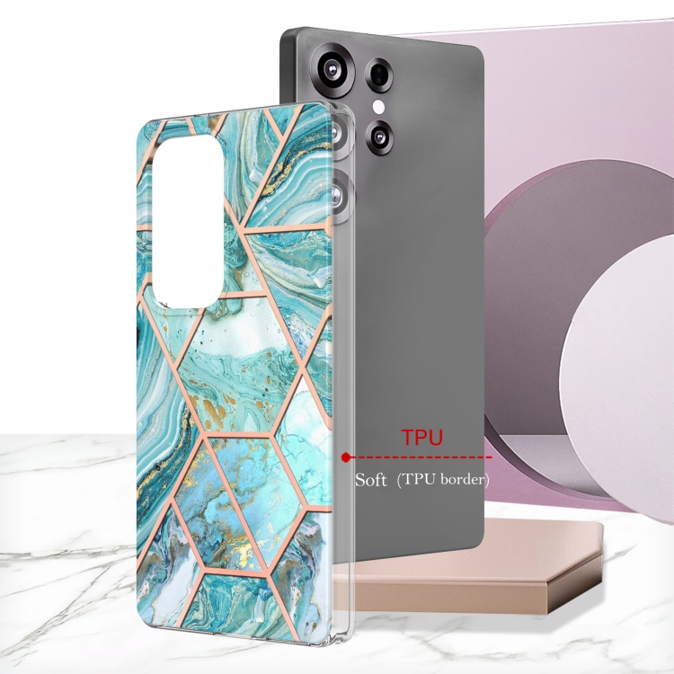 For Samsung Galaxy S25 Ultra 5G Electroplating Splicing Marble TPU Phone Case(Blue) For Samsung Galaxy S25 Ultra 5G Electroplating Splicing Marble TPU Phone Case(Blue)