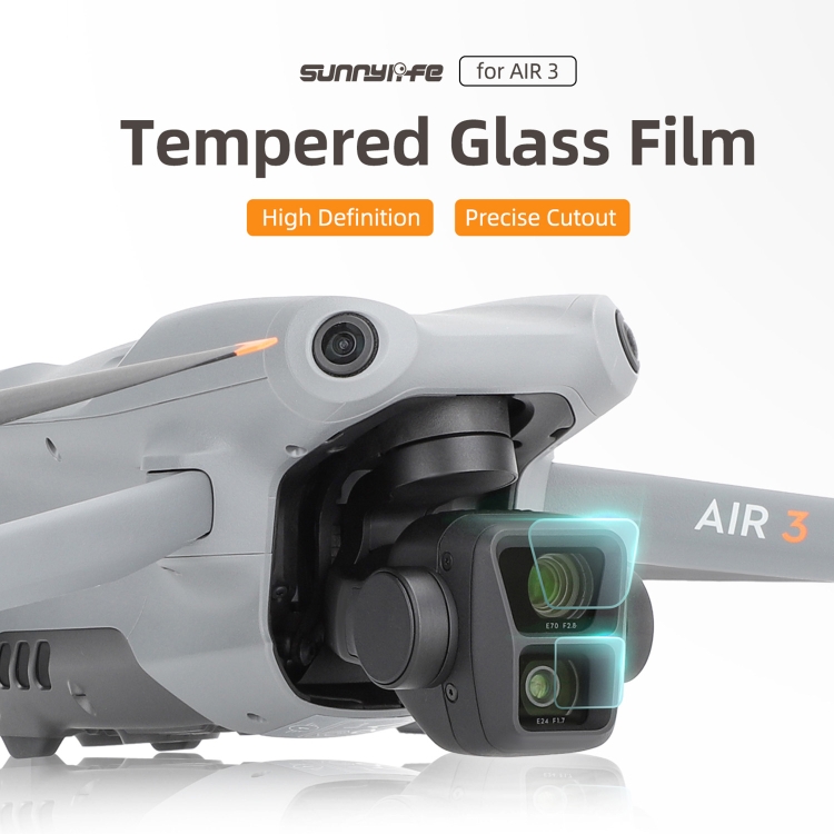 Para DJI Air 3 Sunnylife Lens Protector Combo de vidrio templado Películas protectoras, cantidad: 2 juegos - B1