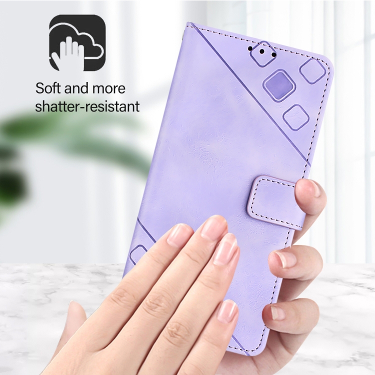 For Honor X9c 5G Global Skin-feel Embossed Leather Phone Case(Light Purple)