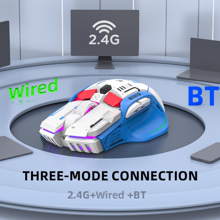 HXSJ G6 10 Teclas RGB 12800DPI Tri-modo Wireless Gaming Mouse (Amarillo) - B3