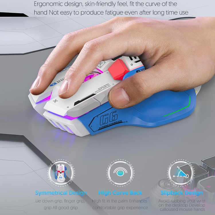 HXSJ G6 10 Teclas RGB 12800DPI Tri-modo Wireless Gaming Mouse (Amarillo) - B6