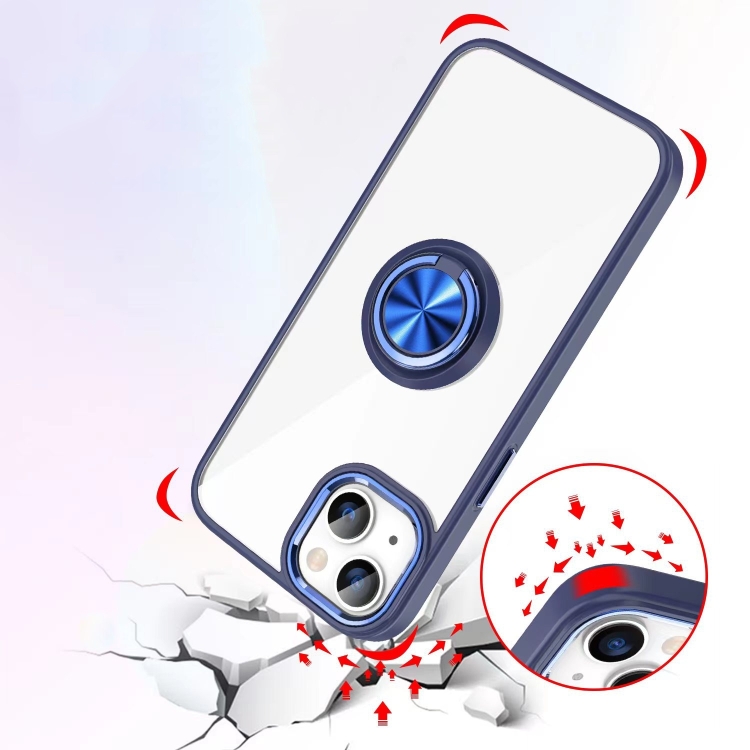 Ring Holder TPU Acrylic Phone Case For iPhone 15(Blue) Ring Holder TPU Acrylic Phone Case For iPhone 15(Blue)
