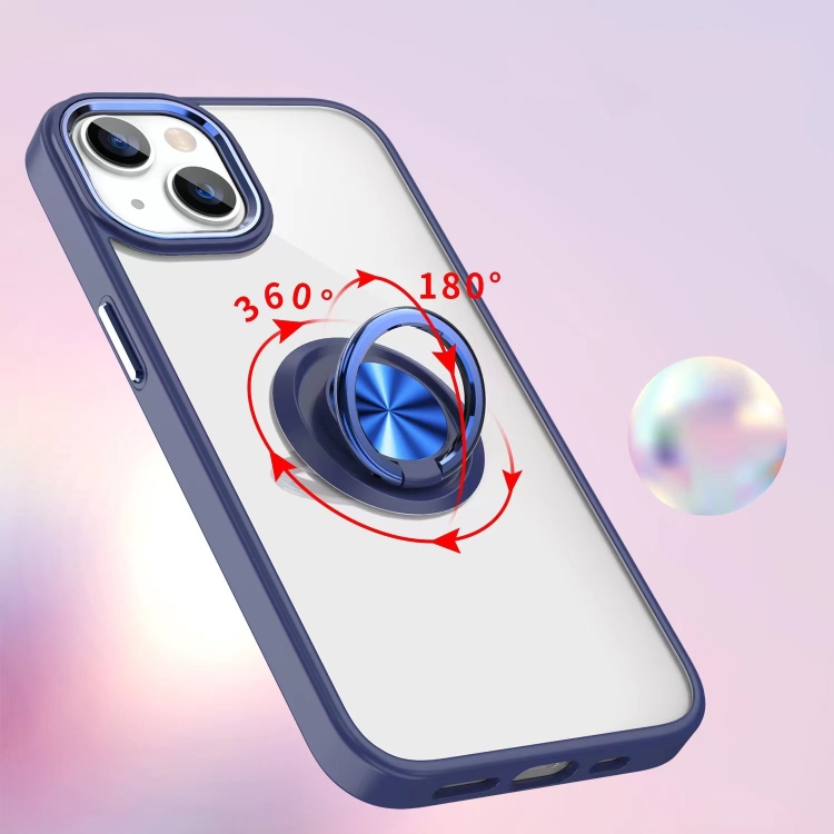 Ring Holder TPU Acrylic Phone Case For iPhone 15(Blue) Ring Holder TPU Acrylic Phone Case For iPhone 15(Blue)