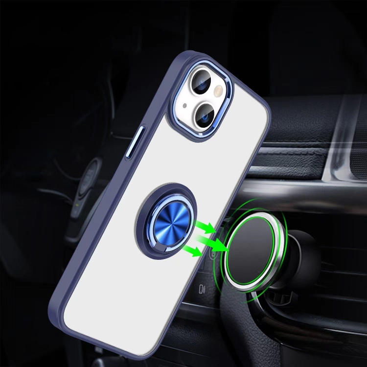 Ring Holder TPU Acrylic Phone Case For iPhone 15(Blue) Ring Holder TPU Acrylic Phone Case For iPhone 15(Blue)