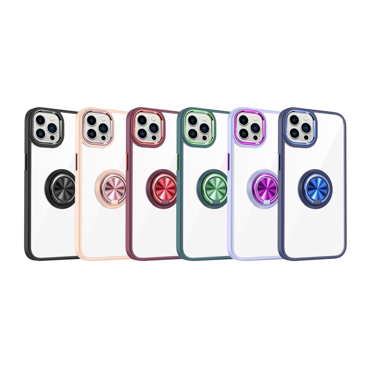 Ring Holder TPU Acrylic Phone Case For iPhone 15 Pro Max(Black) - 1