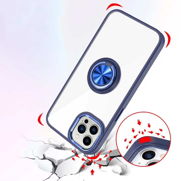 Ring Holder TPU Acrylic Phone Case For iPhone 15 Pro Max(Black) - 4