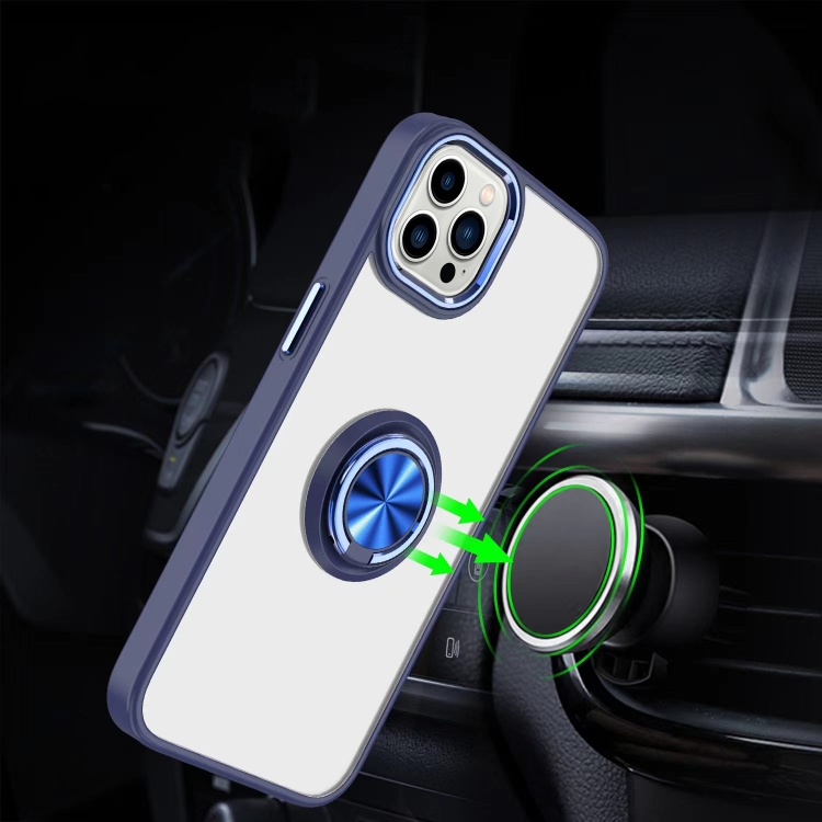 Ring Holder TPU Acrylic Phone Case For iPhone 15 Pro Max(Black) - 6