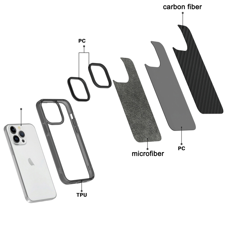 For iPhone 15 Pro Armor Carbon Fiber TPU + PC Phone Case(Black) For iPhone 15 Pro Armor Carbon Fiber TPU + PC Phone Case(Black)