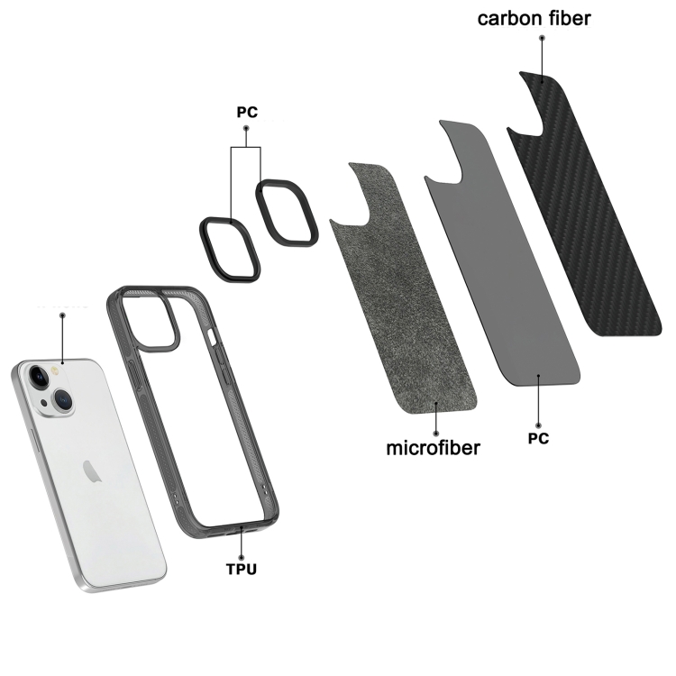 For iPhone 15 Armor Carbon Fiber TPU + PC Phone Case(Black) For iPhone 15 Armor Carbon Fiber TPU + PC Phone Case(Black)