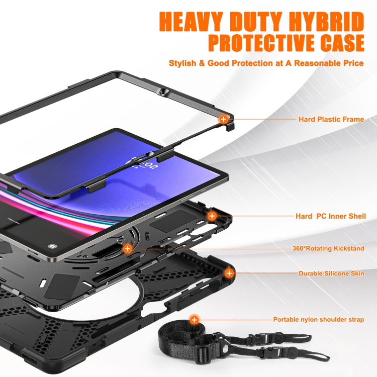 Para Samsung Galaxy Tab S9+ / S8+ Mango giratorio Grab TPU + PC Tablet Case (Negro) - 7