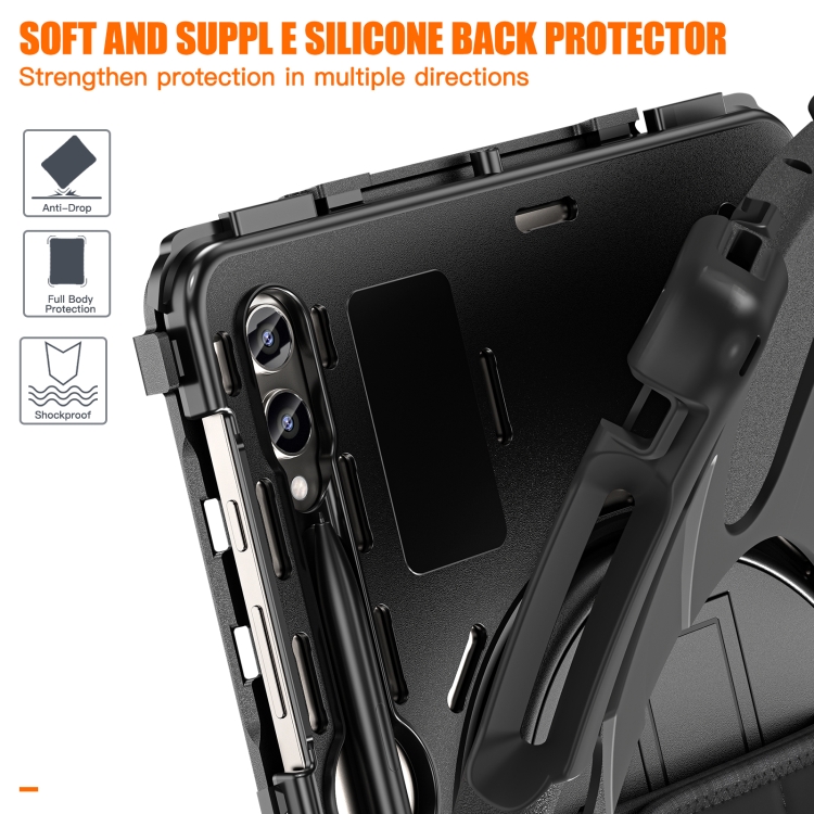 Para Samsung Galaxy Tab S9+ / S8+ Mango giratorio Grab TPU + PC Tablet Case (Negro) - 8