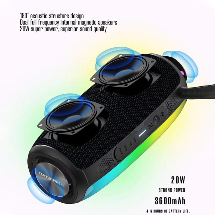 HOPESTAR P40 Pro IPX6 Waterproof RGB Light Wireless Bluetooth Speaker(Black) HOPESTAR P40 Pro IPX6 Waterproof RGB Light Wireless Bluetooth Speaker(Black)