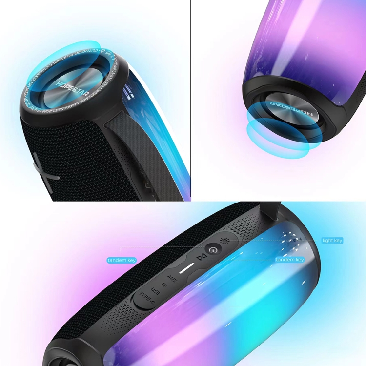 HOPESTAR P40 Pro IPX6 Waterproof RGB Light Wireless Bluetooth Speaker(Black) HOPESTAR P40 Pro IPX6 Waterproof RGB Light Wireless Bluetooth Speaker(Black)