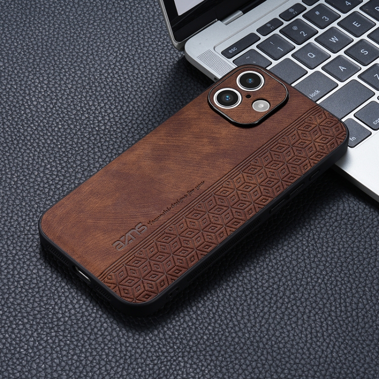 For iPhone 16 AZNS 3D Embossed Skin Feel Phone Case(Brown) For iPhone 16 AZNS 3D Embossed Skin Feel Phone Case(Brown)