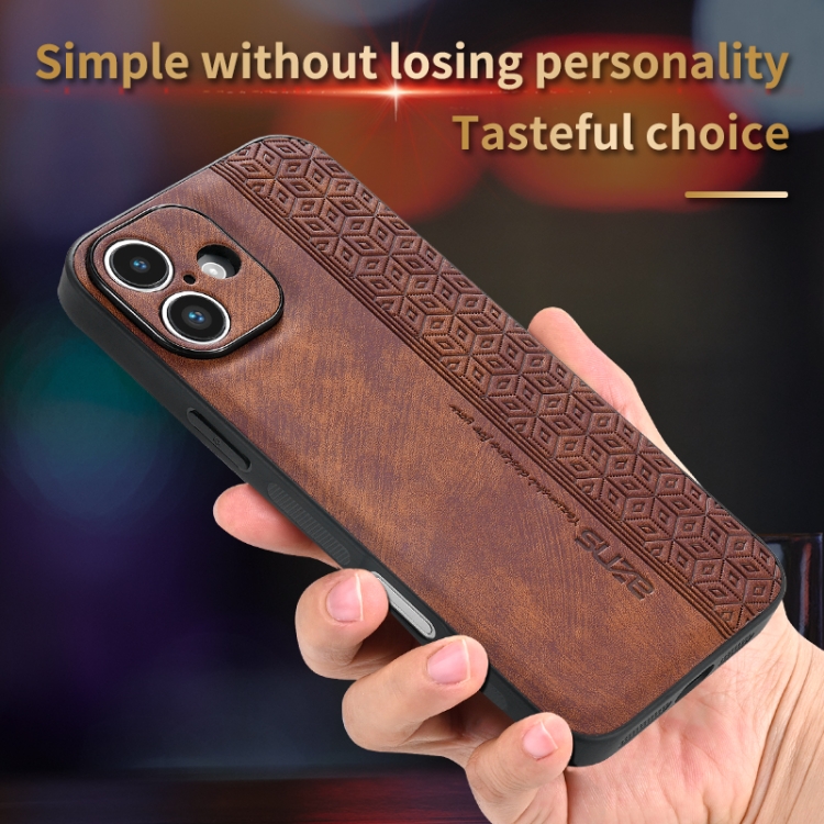 For iPhone 16 AZNS 3D Embossed Skin Feel Phone Case(Brown) For iPhone 16 AZNS 3D Embossed Skin Feel Phone Case(Brown)