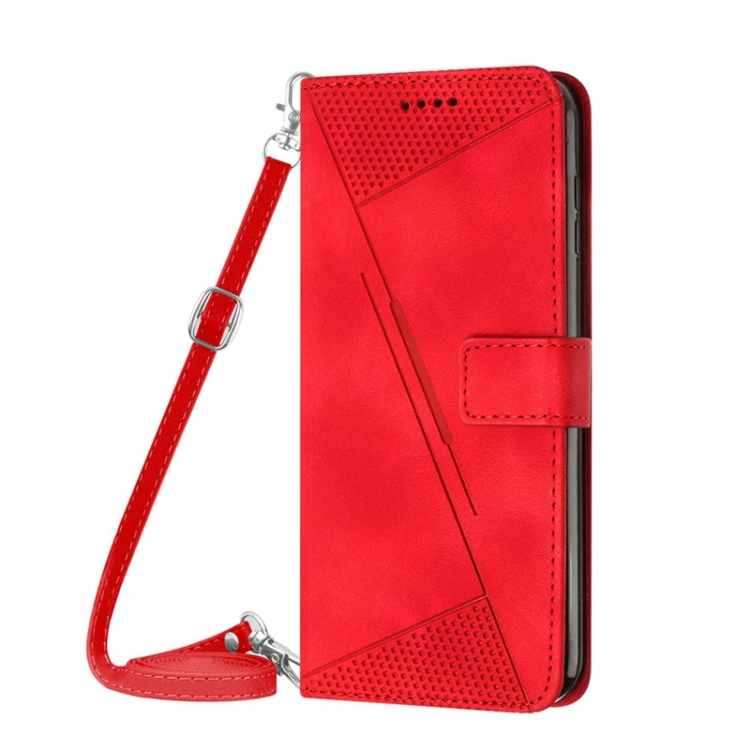For Samsung Galaxy S23 Ultra 5G Dream Triangle Leather Phone Case with Long Lanyard(Red)