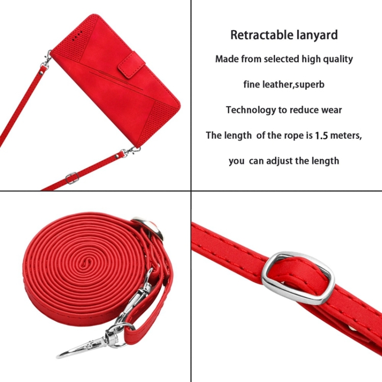 For Samsung Galaxy S23 Ultra 5G Dream Triangle Leather Phone Case with Long Lanyard(Red)