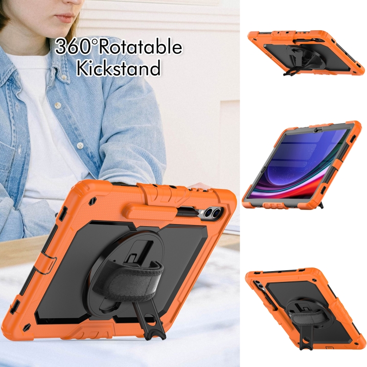 Para Samsung Galaxy Tab S9+ / S8+ Silicone + PC Tablet Case (naranja + negro) - 3