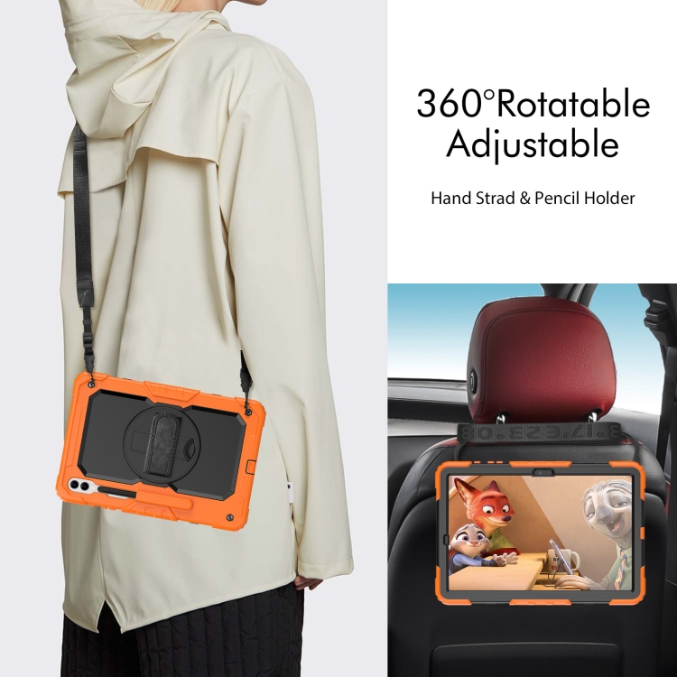 Para Samsung Galaxy Tab S9+ / S8+ Silicone + PC Tablet Case (naranja + negro) - 5