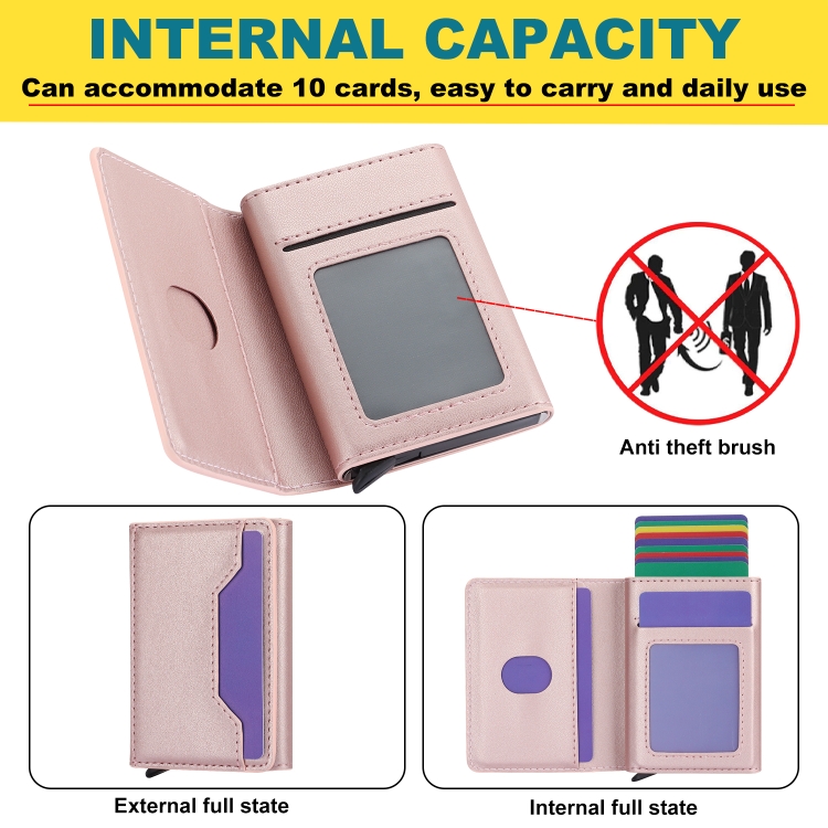 For iPhone 13 / 14 RFID Anti-theft Detachable Card Bag Leather Phone Case(Pink)