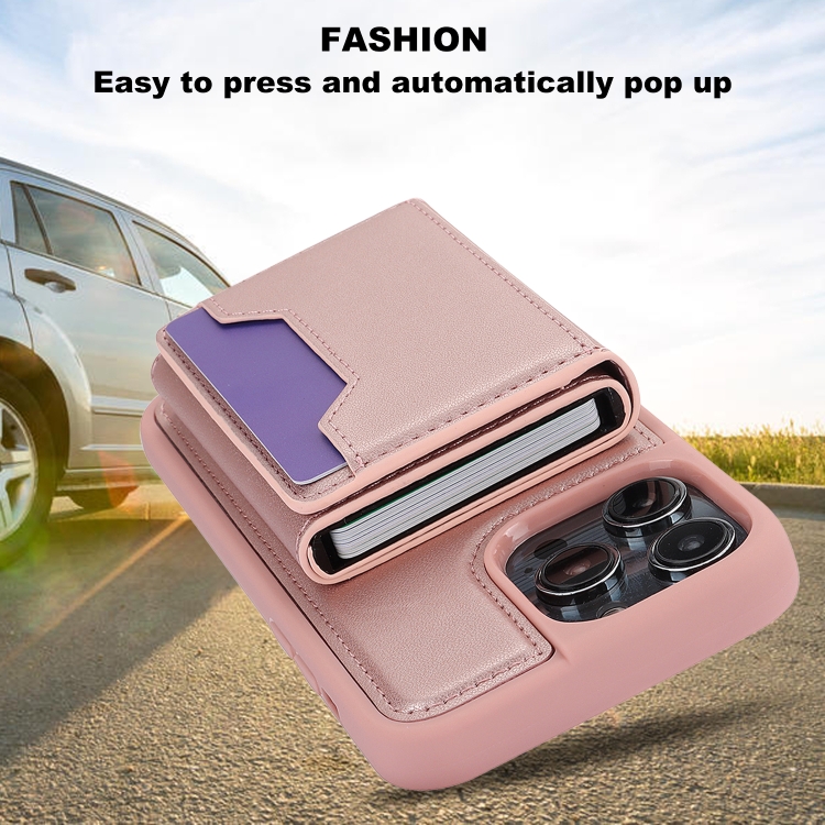 For iPhone 13 / 14 RFID Anti-theft Detachable Card Bag Leather Phone Case(Pink)