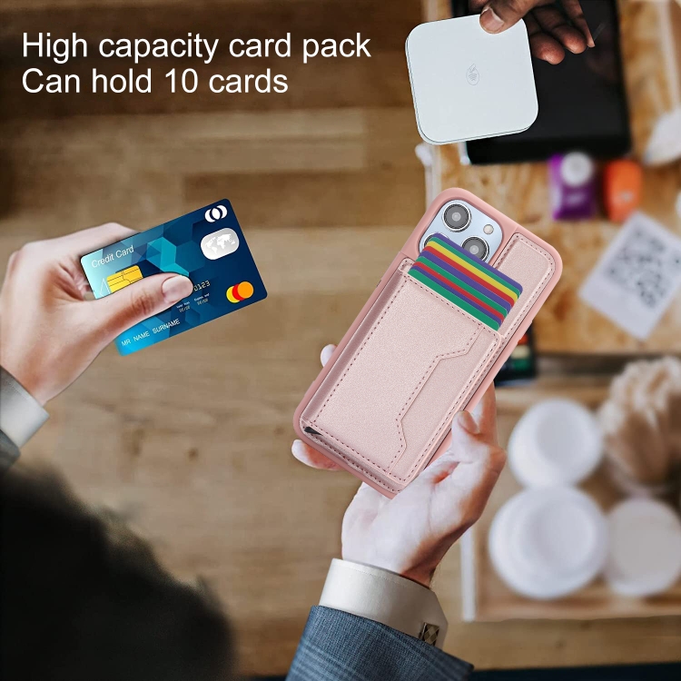 For iPhone 13 / 14 RFID Anti-theft Detachable Card Bag Leather Phone Case(Pink)
