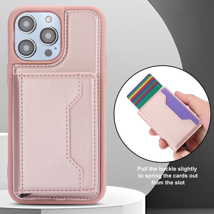 For iPhone 13 / 14 RFID Anti-theft Detachable Card Bag Leather Phone Case(Pink)