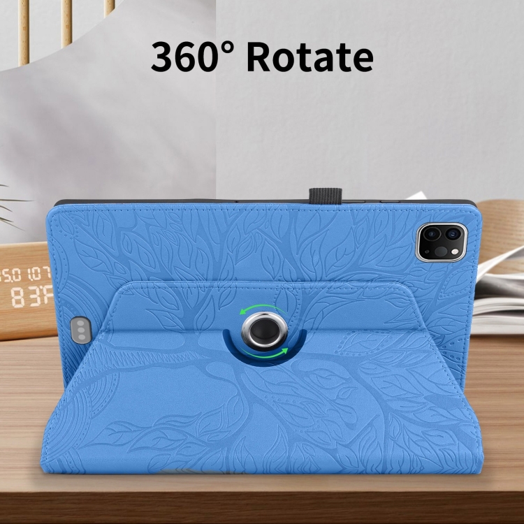 For iPad Pro 12.9 2022 / 2021 / 2020 Tree Life Embossed Rotation Leather Smart Tablet Case(Blue) For iPad Pro 12.9 2022 / 2021 / 2020 Tree Life Embossed Rotation Leather Smart Tablet Case(Blue)