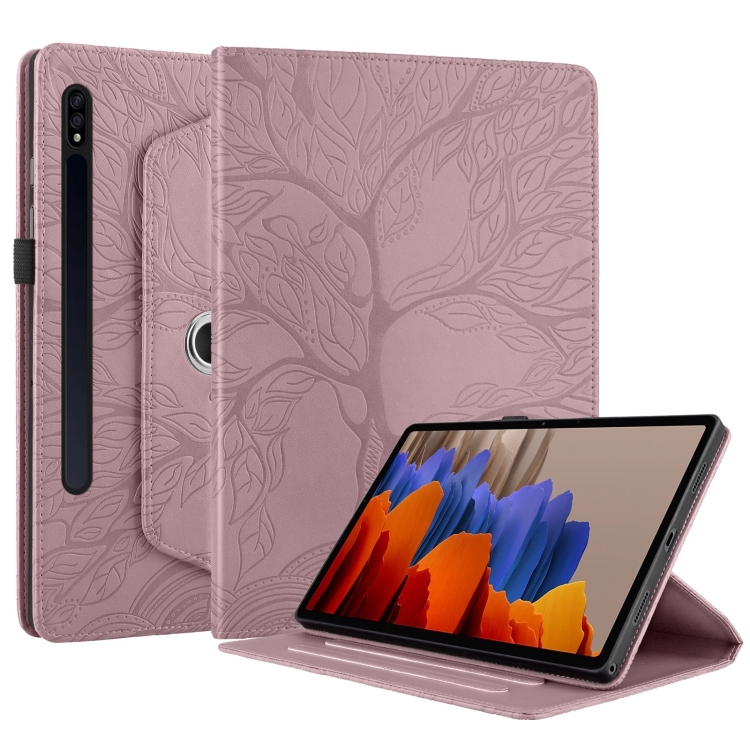 For Samsung Galaxy Tab S10 / S8 / S7 Tree Life Embossed Rotation Leather Tablet Case(Rose Gold) For Samsung Galaxy Tab S10 / S8 / S7 Tree Life Embossed Rotation Leather Tablet Case(Rose Gold)