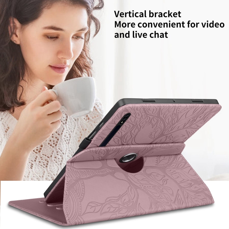 For Samsung Galaxy Tab S10 / S8 / S7 Tree Life Embossed Rotation Leather Tablet Case(Rose Gold) For Samsung Galaxy Tab S10 / S8 / S7 Tree Life Embossed Rotation Leather Tablet Case(Rose Gold)