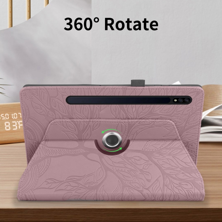 For Samsung Galaxy Tab S10 / S8 / S7 Tree Life Embossed Rotation Leather Tablet Case(Rose Gold) For Samsung Galaxy Tab S10 / S8 / S7 Tree Life Embossed Rotation Leather Tablet Case(Rose Gold)