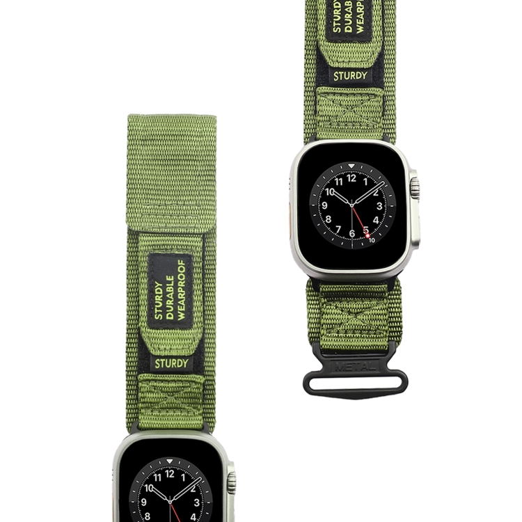 For Apple Watch Ultra 2 49mm AW Nylon Two-Section Watch Band(Army Green)