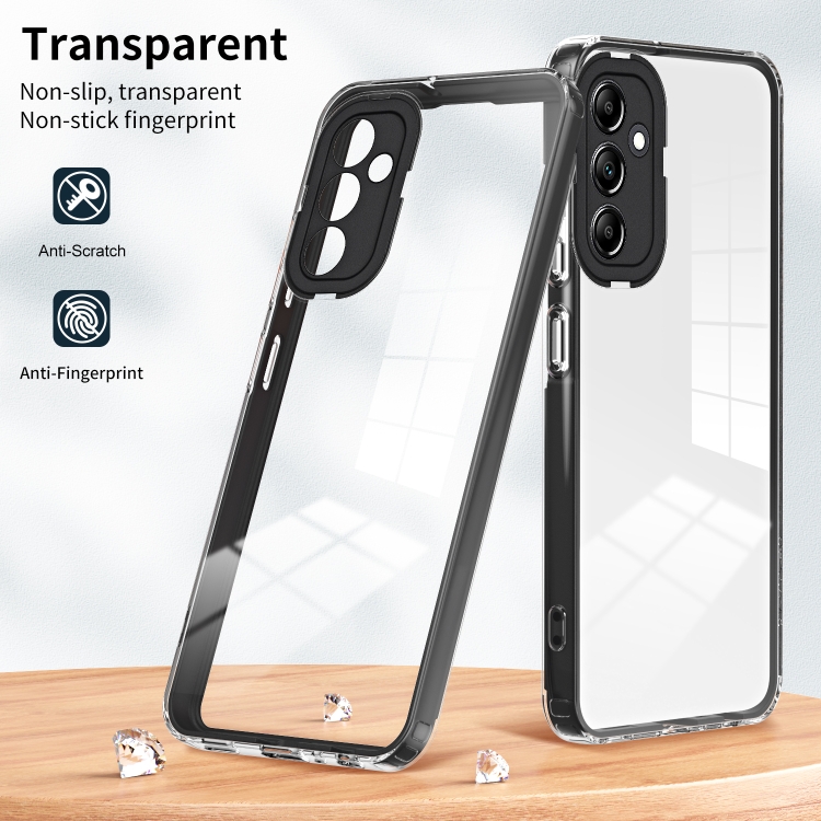 For Samsung Galaxy S23 FE 5G 3 in 1 Clear TPU Color PC Frame Phone Case(Black) For Samsung Galaxy S23 FE 5G 3 in 1 Clear TPU Color PC Frame Phone Case(Black)