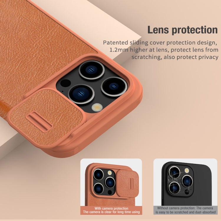 For iPhone 15 Pro NILLKIN QIN Series Pro Sliding Camera Cover Design Leather Phone Case(Black) For iPhone 15 Pro NILLKIN QIN Series Pro Sliding Camera Cover Design Leather Phone Case(Black)