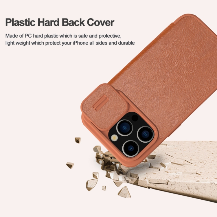 For iPhone 15 Pro NILLKIN QIN Series Pro Sliding Camera Cover Design Leather Phone Case(Black) For iPhone 15 Pro NILLKIN QIN Series Pro Sliding Camera Cover Design Leather Phone Case(Black)