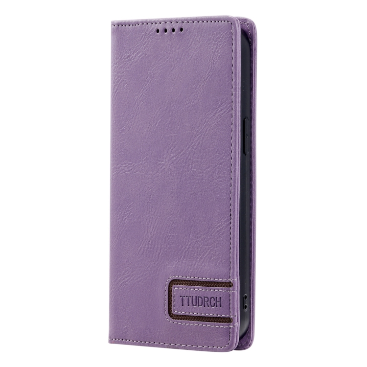 For Samsung Galaxy S23+ 5G TTUDRCH RFID Retro Texture Magnetic Leather Phone Case(Purple)