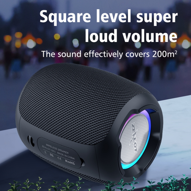Zealot S53 IPX6 Waterproof Portable Colorful Wireless Bluetooth Speaker(Black) Zealot S53 IPX6 Waterproof Portable Colorful Wireless Bluetooth Speaker(Black)