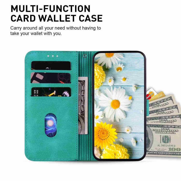 Para Huawei P Smart Z Lily Funda de cuero en relieve para teléfono (verde)