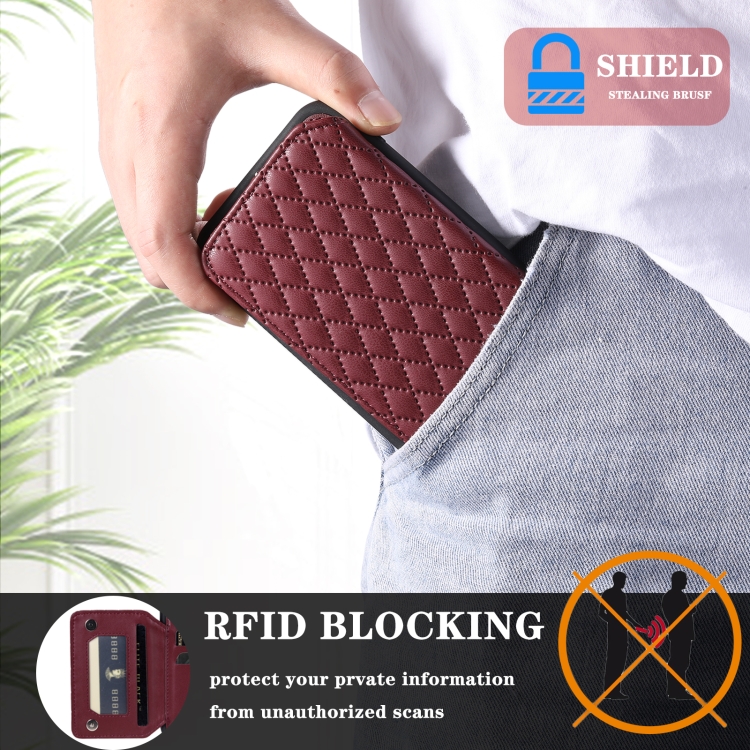 For iPhone SE 2022 / 2020 / 8 / 7 Grid Texture Card Bag Phone Case with Lanyard(Red) For iPhone SE 2022 / 2020 / 8 / 7 Grid Texture Card Bag Phone Case with Lanyard(Red)