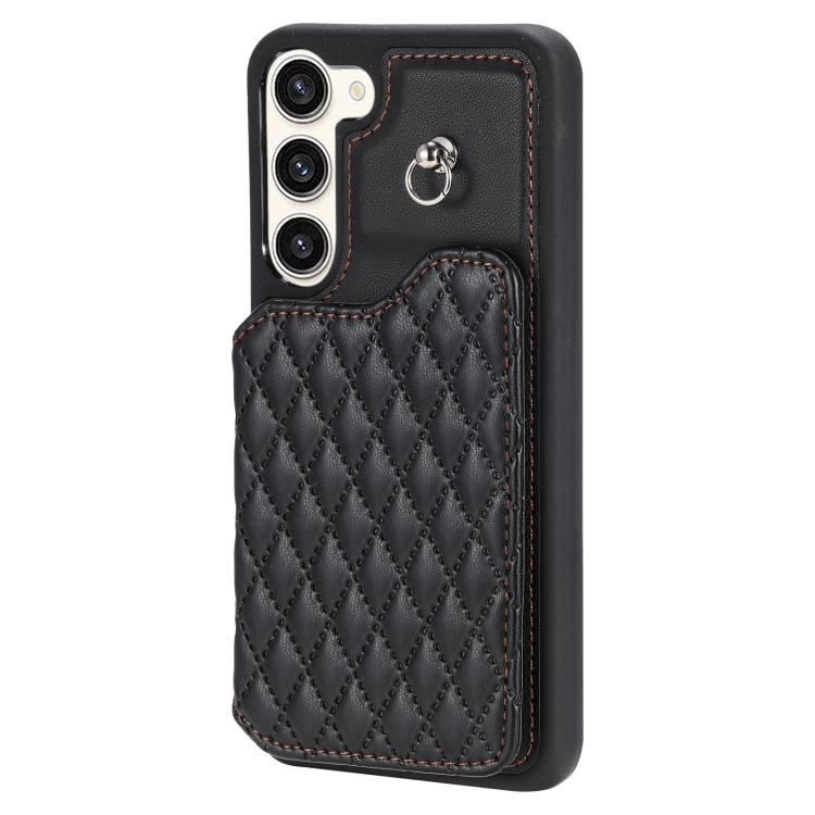 For Samsung Galaxy S23+ 5G Grid Texture Card Bag Phone Case with Lanyard(Black) For Samsung Galaxy S23+ 5G Grid Texture Card Bag Phone Case with Lanyard(Black)